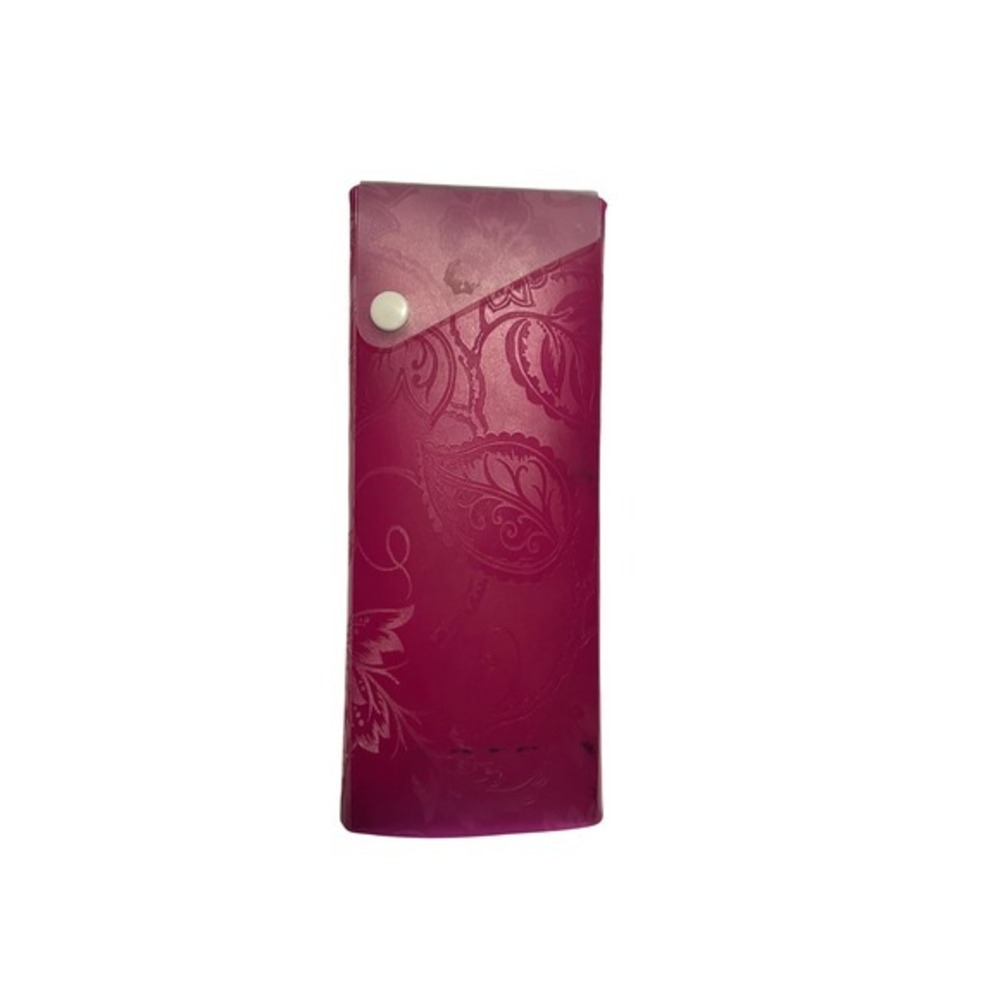 Unbranded Paisley Plastic Pink Pencil Case Button‎ Pouch School Office Supplies